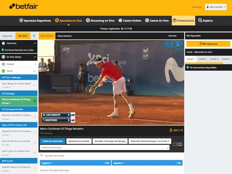 Apuestas en vivo y Live Streaming 24/7 en Betfair