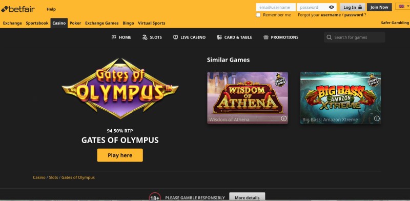 How to play Gates of Olympus at Betfair Casino