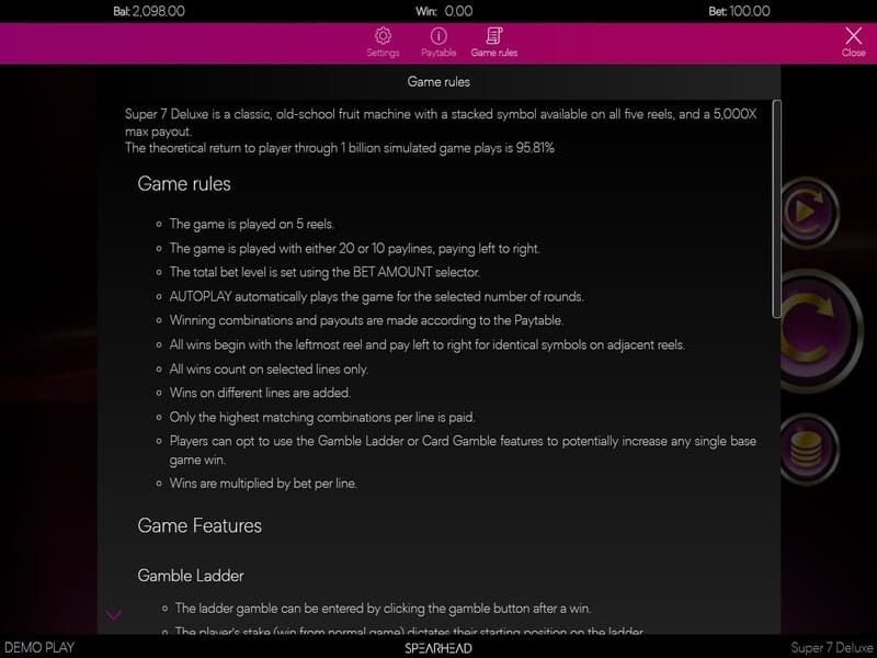 Super 7 Deluxe Rules