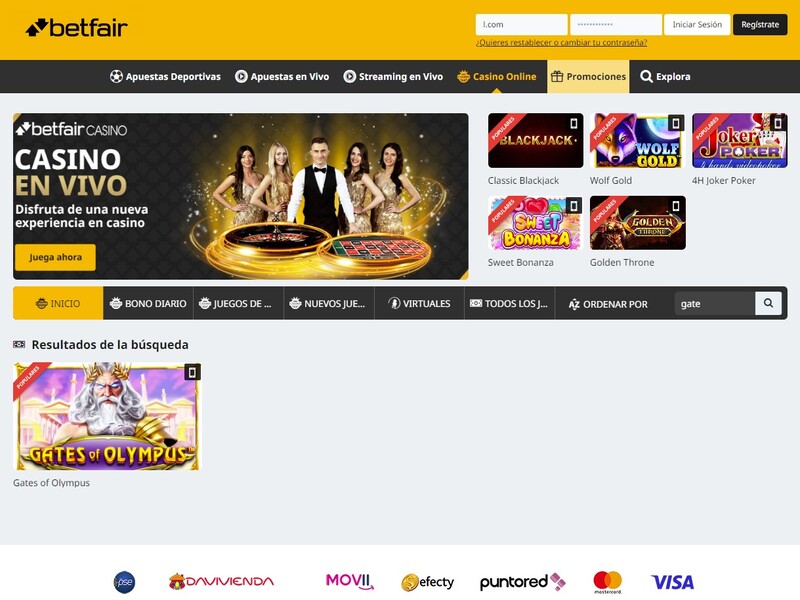 Juega Gates of Olympus online en el casino Betfair