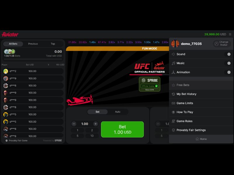 Jugabilidad y multiplicadores en Aviator